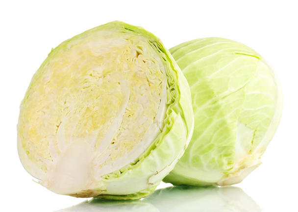 Whole cabbage and half isolated on white - Фото, зображення