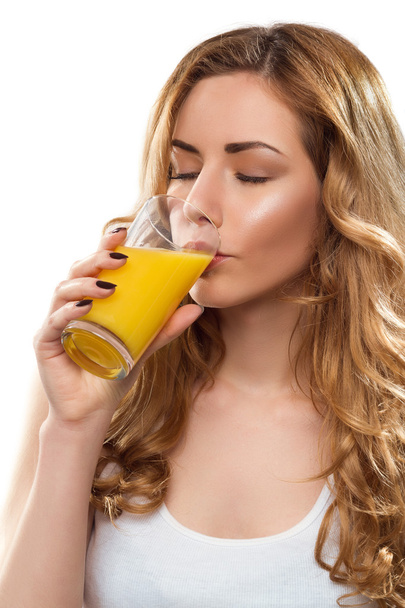 Woman With Juice - Фото, изображение
