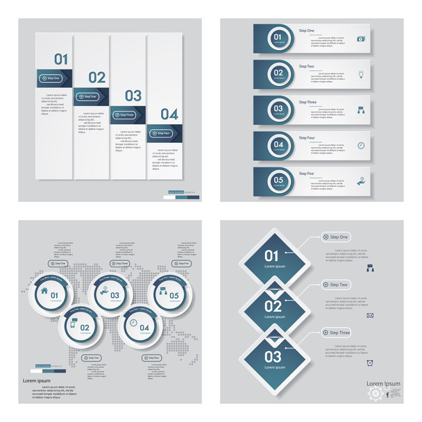 Collection of 4 blue color template/graphic or website layout. - Vector, Image