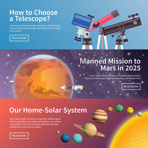 Colorful astronomy banners - Vector, Image