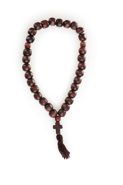 Wooden rosary isolated on white - Valokuva, kuva