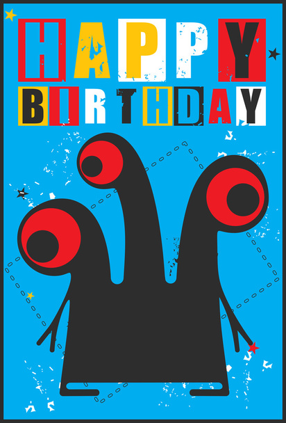 Happy birthday invitation card with cute monster - Διάνυσμα, εικόνα