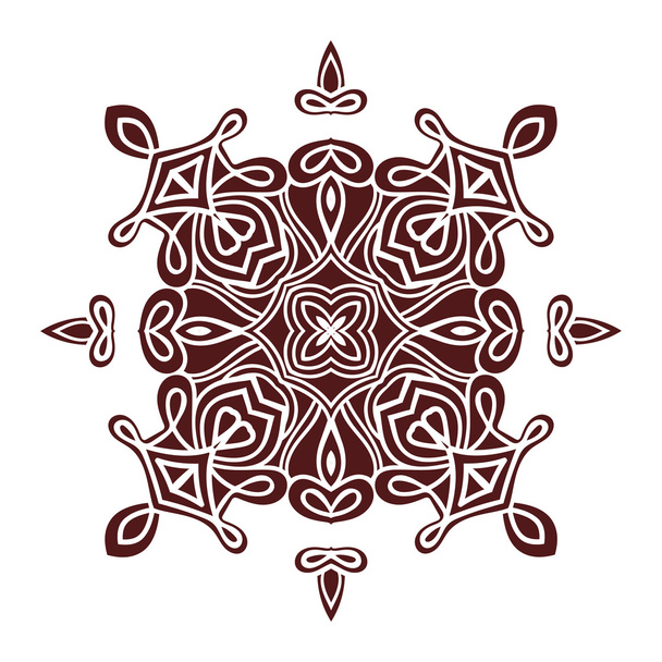 Hand drawing mandala element, silhouette in marsala color. Italian majolica style - Vector, Imagen