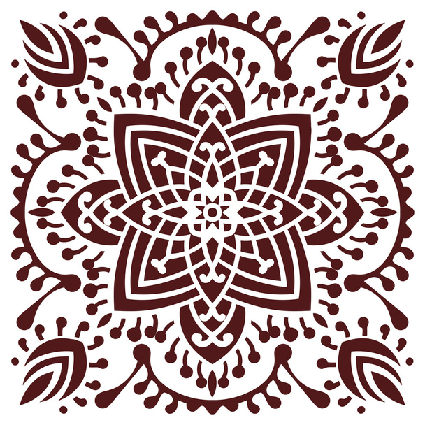 Hand drawing zentangle mandala element in marsala color - Vector, Image