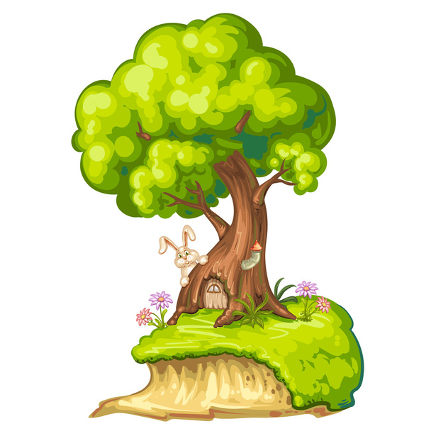 Illustration of a closeup tree with house for gnome - Vektor, Bild