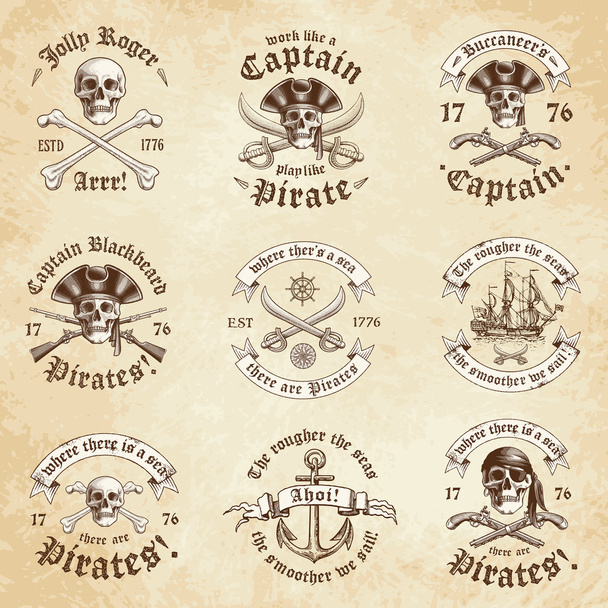 Piraten-Vintage-Logos - Vektor, Bild