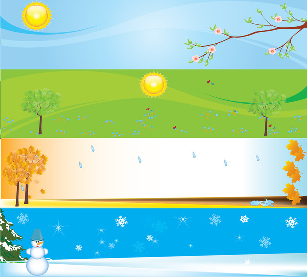 Jahreszeiten Banner Illustrationen für Webseiten - Vektor, Bild