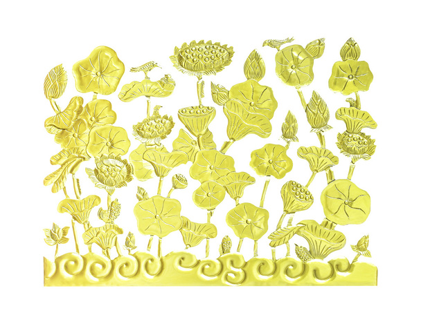 Золотой лотос цветы с животными деревянная резьба
  - Фото, изображение