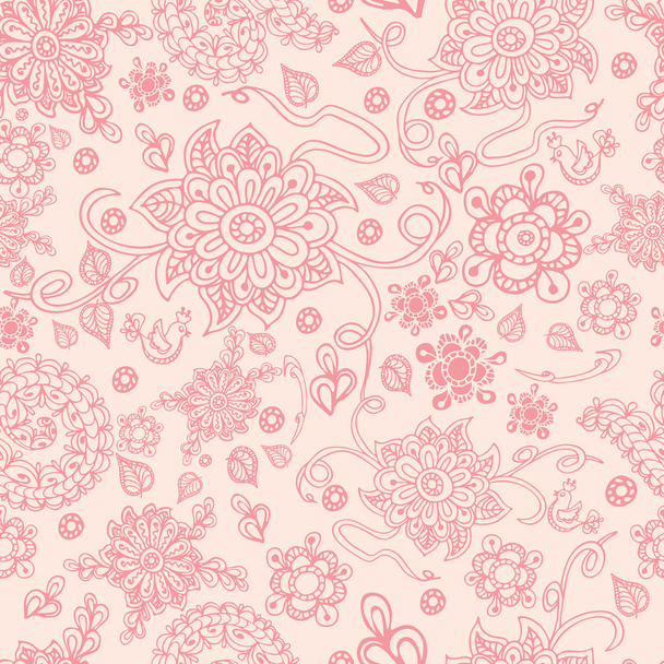 Seamless retro pink floral background, vector illustration - Вектор, зображення