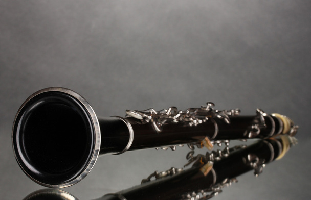 bellissimo clarinetto su sfondo grigio
 - Foto, immagini