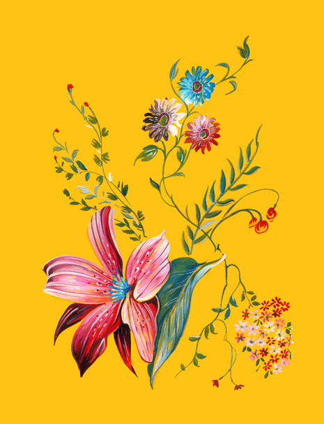 wiosna włókienniczych projektowania kwiaty - Wektor, obraz