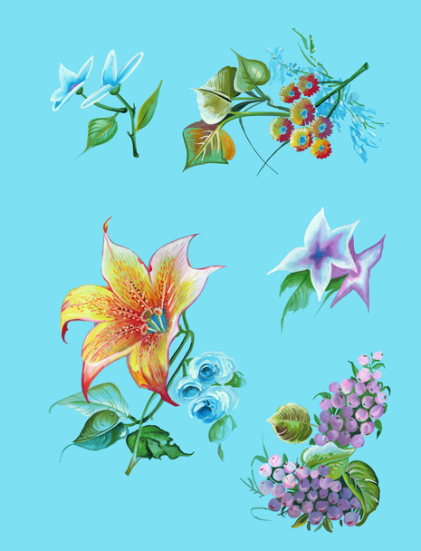 tavaszi textil design virágok - Vektor, kép