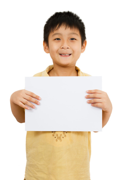 Asian Chinese Children Holding blank white board. - Foto, Imagen