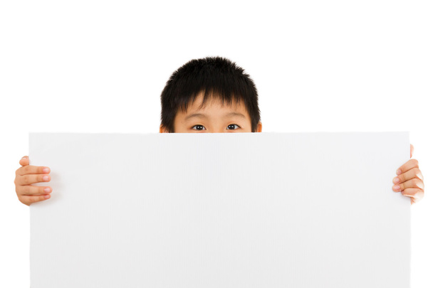 Asian Chinese Children Holding blank white board. - Foto, afbeelding