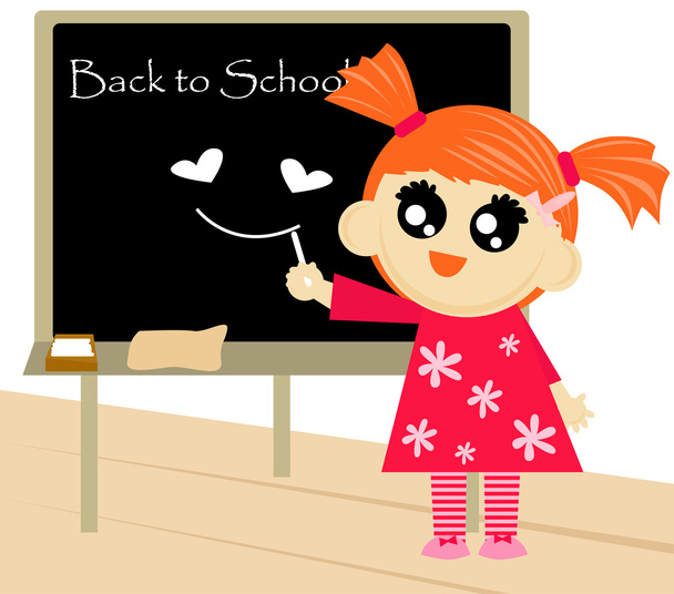 Little girl with blackboard - Vektori, kuva