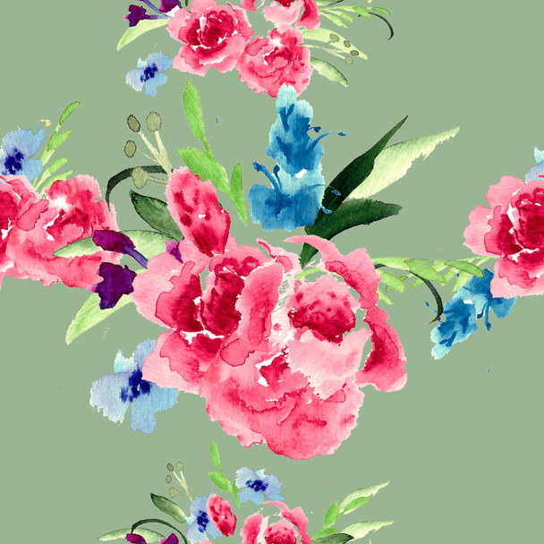 Watercolor floral bouquet - Фото, зображення