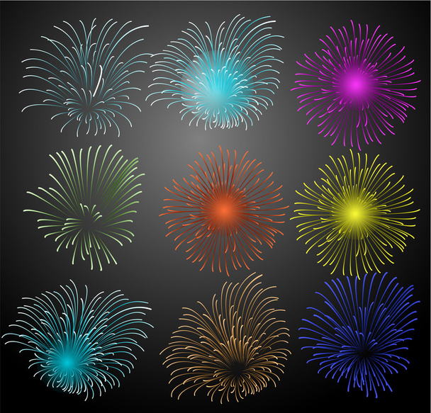 Colorful Fireworks Collection - Vector, Image