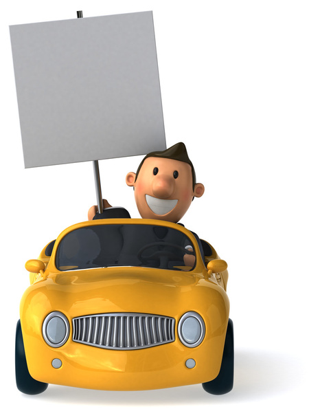 Fun cartoon car with businessman - Foto, Imagem