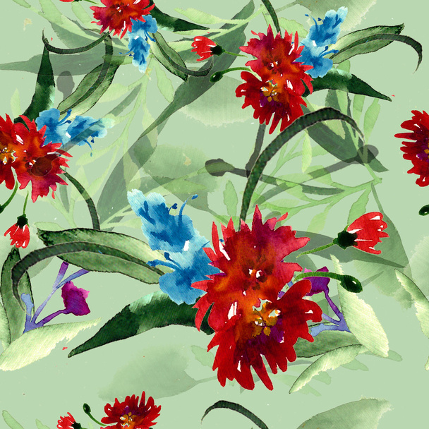 Red and blue wildflowers - Φωτογραφία, εικόνα
