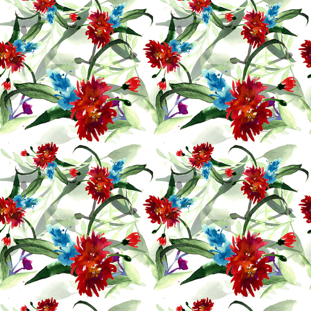Red and blue wildflowers - Foto, Bild