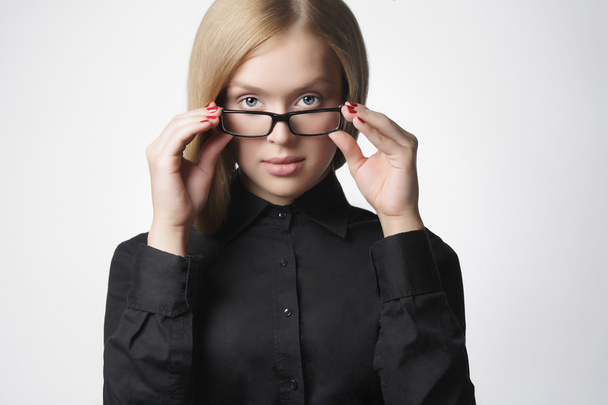 beautiful blond woman in glasses - Photo, image