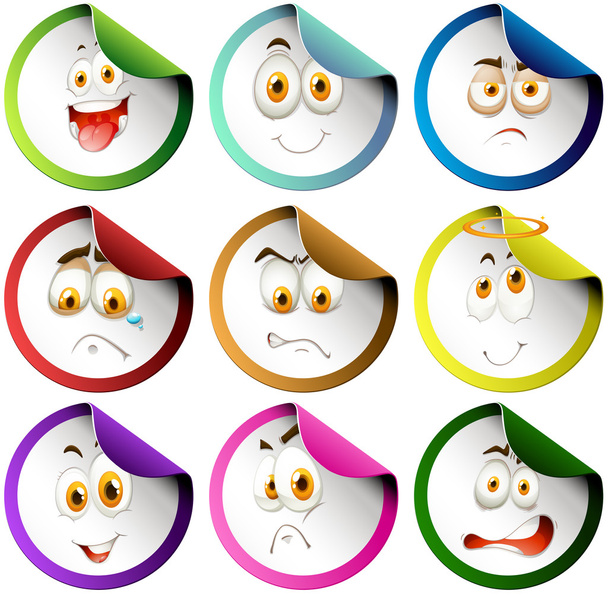 adesivos emoticon borda colorida
 - Vetor, Imagem