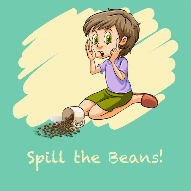 Spill the Beans идиома. Full of Beans идиома. Проболтаться рисунок. Пролил Бобы.
