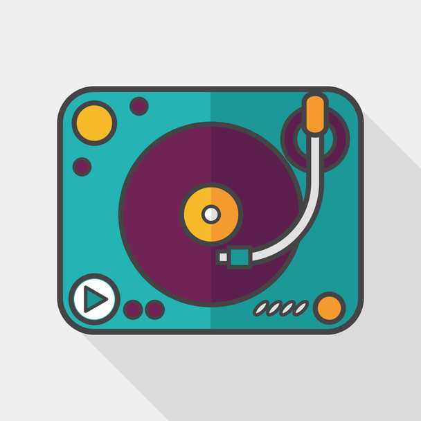 DJ música icono plano con sombra larga, eps10
 - Vector, Imagen