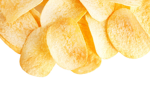 Delicious potato chips isolated on white - Fotografie, Obrázek