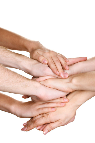 группа молодых 's руки изолированы на белом
 - Фото, изображение
