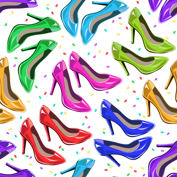 Seamless pattern of woman shoes. - Вектор,изображение
