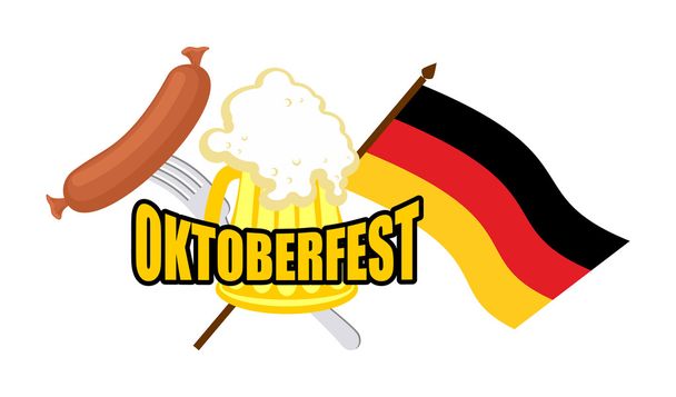Beer mug and flag of Germany - symbol Oktoberfest. Vector illust - Vector, Image