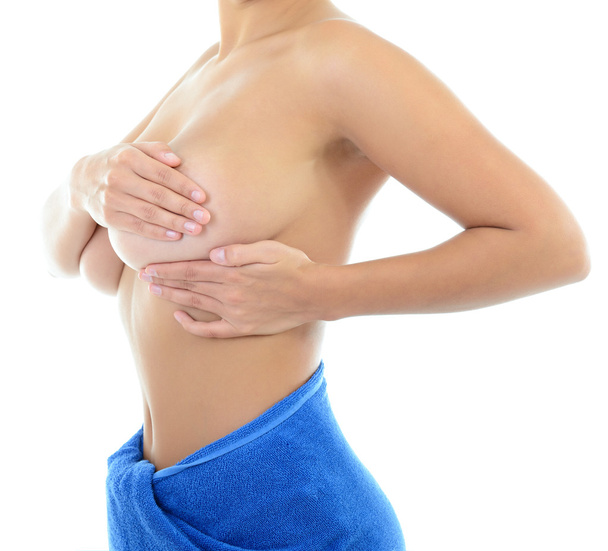 Woman  examining her breast of mastopathy - Fotografie, Obrázek
