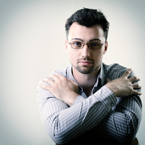 handsome young business man in glasses - 写真・画像