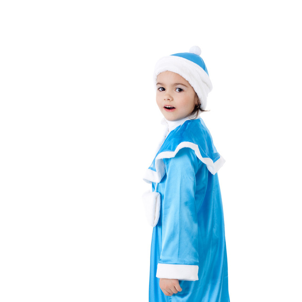 little girl in costume of Snow Maiden - 写真・画像