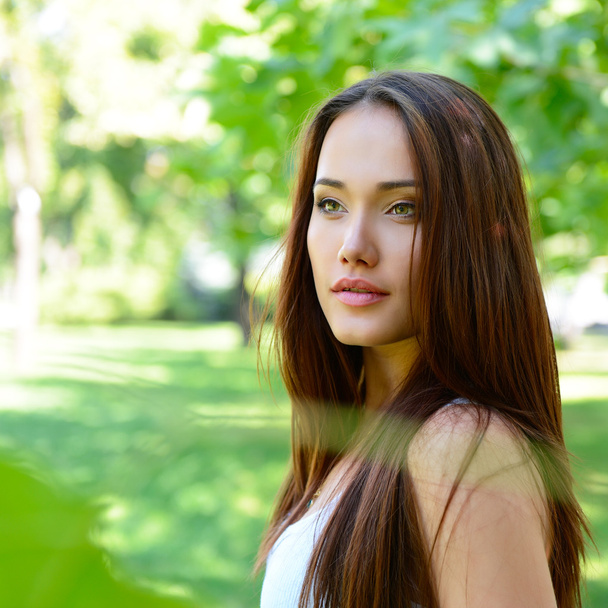 young girl with long brown hair - Photo, image