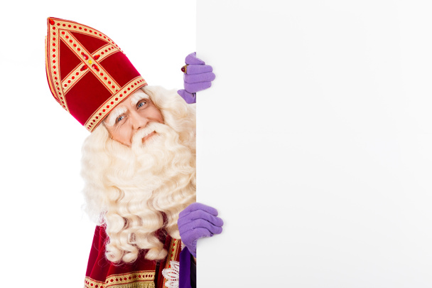Sinterklaas avec carton blanc
 - Photo, image