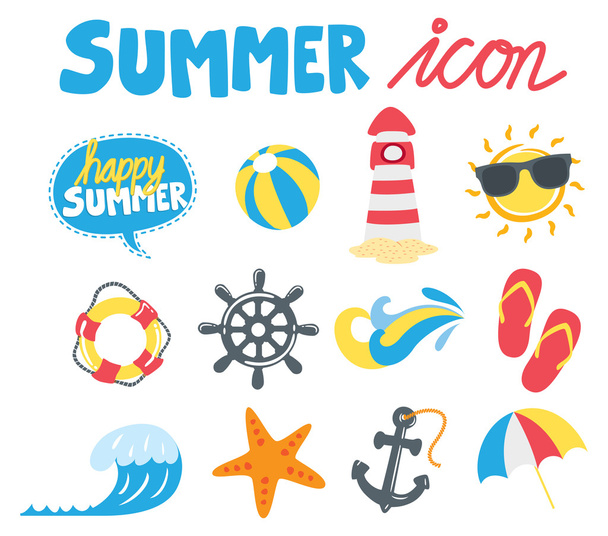 zestaw ikon wakacji letnich - Wektor, obraz