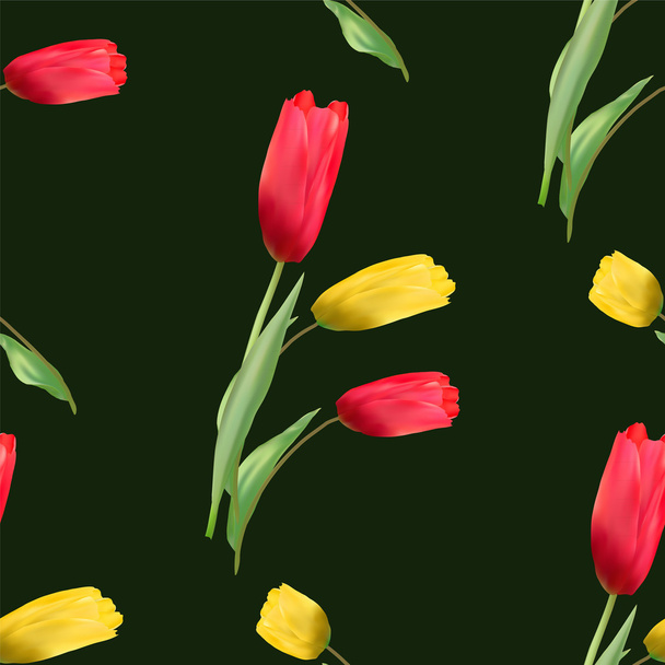 Seamless pattern with tulips - Vector, Imagen