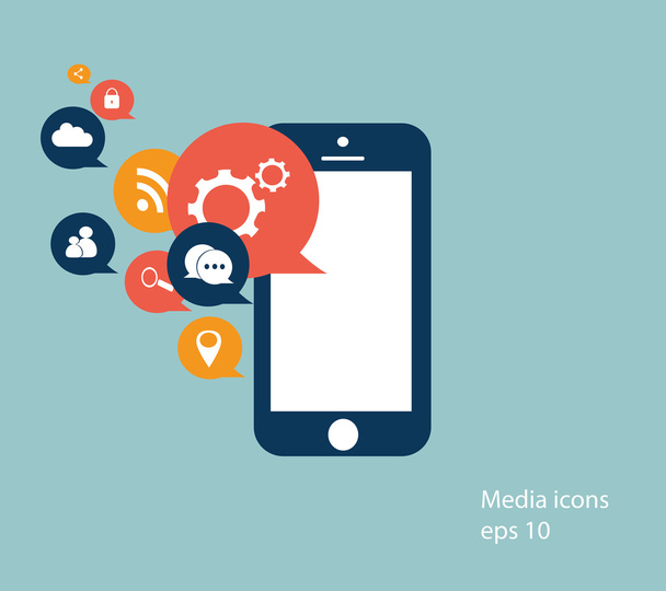 mobil média ikonok - Vektor, kép