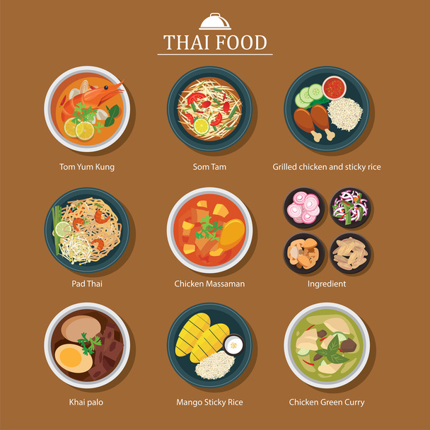 σύνολο Ταϊλανδικά τρόφιμα - Διάνυσμα, εικόνα