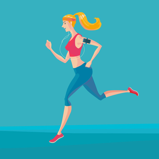 Sporty young woman jogger. - Vector, Image