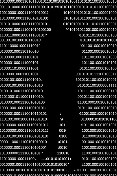 Hacker anônimo sem face e código binário de fundo
 - Foto, Imagem