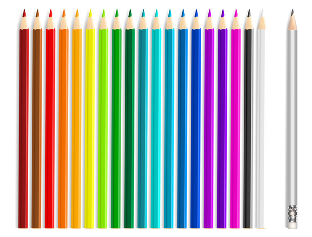 Kleurrijke vector potloden op witte achtergrond - Vector, afbeelding