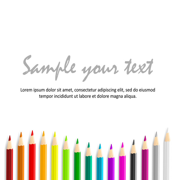 Концепция идеи с красочными векторными карандашами в качестве нижней волнистой рамки для текста
 - Вектор,изображение