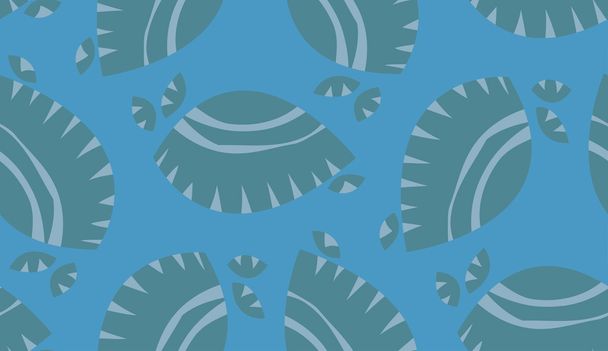 Seamless Blue Seashells Background - Vector, Image