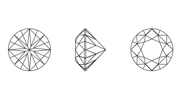 宝石用原石のラウンド形状。ワイヤ フレーム - ベクター画像