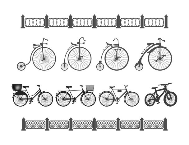 the development of the bicycle from the ancient to the modern - Vector, Image