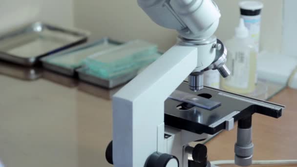 Trabalhando em laboratório com microscópio
 - Filmagem, Vídeo