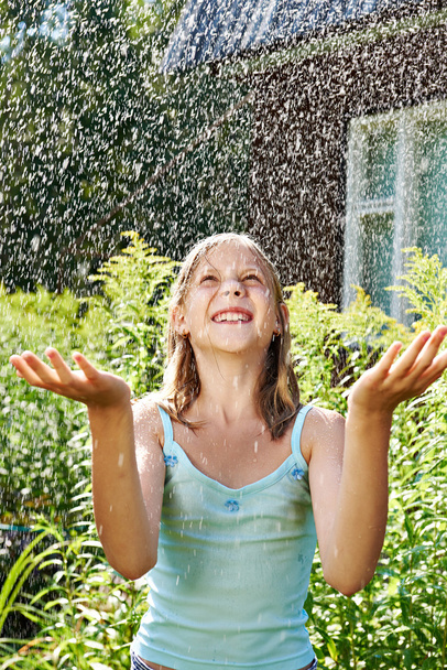 Happy girl under rain - Zdjęcie, obraz